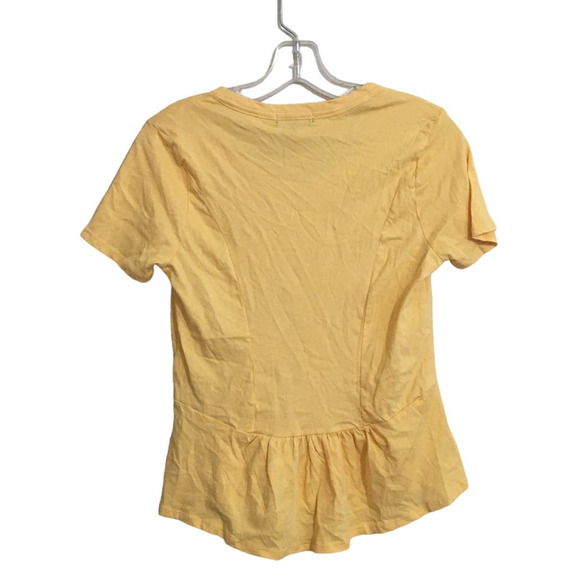 NWT Joe's Jeans Peggy Peplum Ruffled Hem Short Sleeve Top - Yellow Size XS - Picture 4 of 6